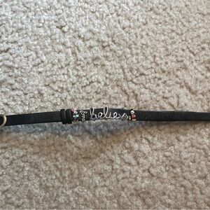 Black Leather Bracelet with Silver Accents